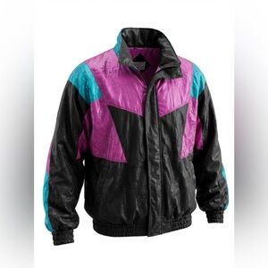 Vintage Misty Valley Ski Parka Jacket L Pink Black Blue 80's 90's